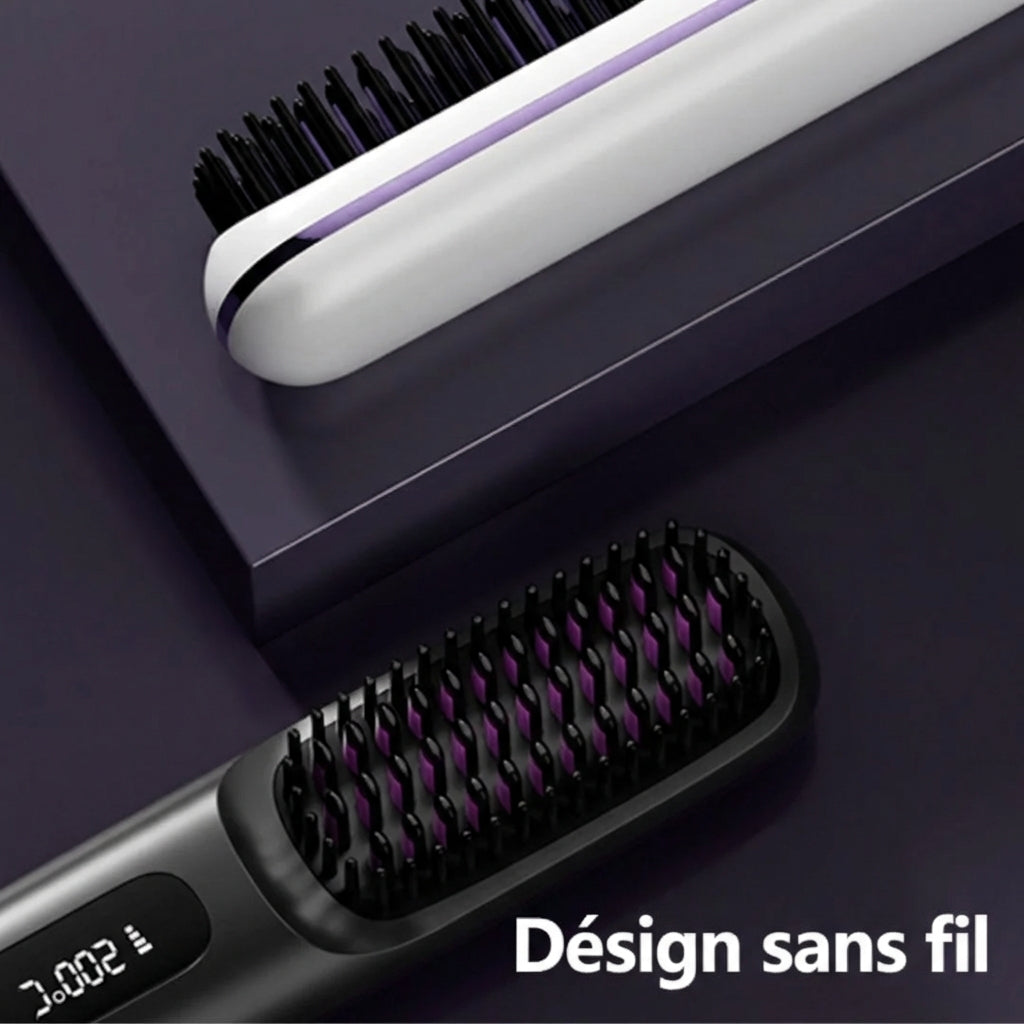 LISSÉA™ – Brosse Lissante & Bouclante Sans Fil ✨