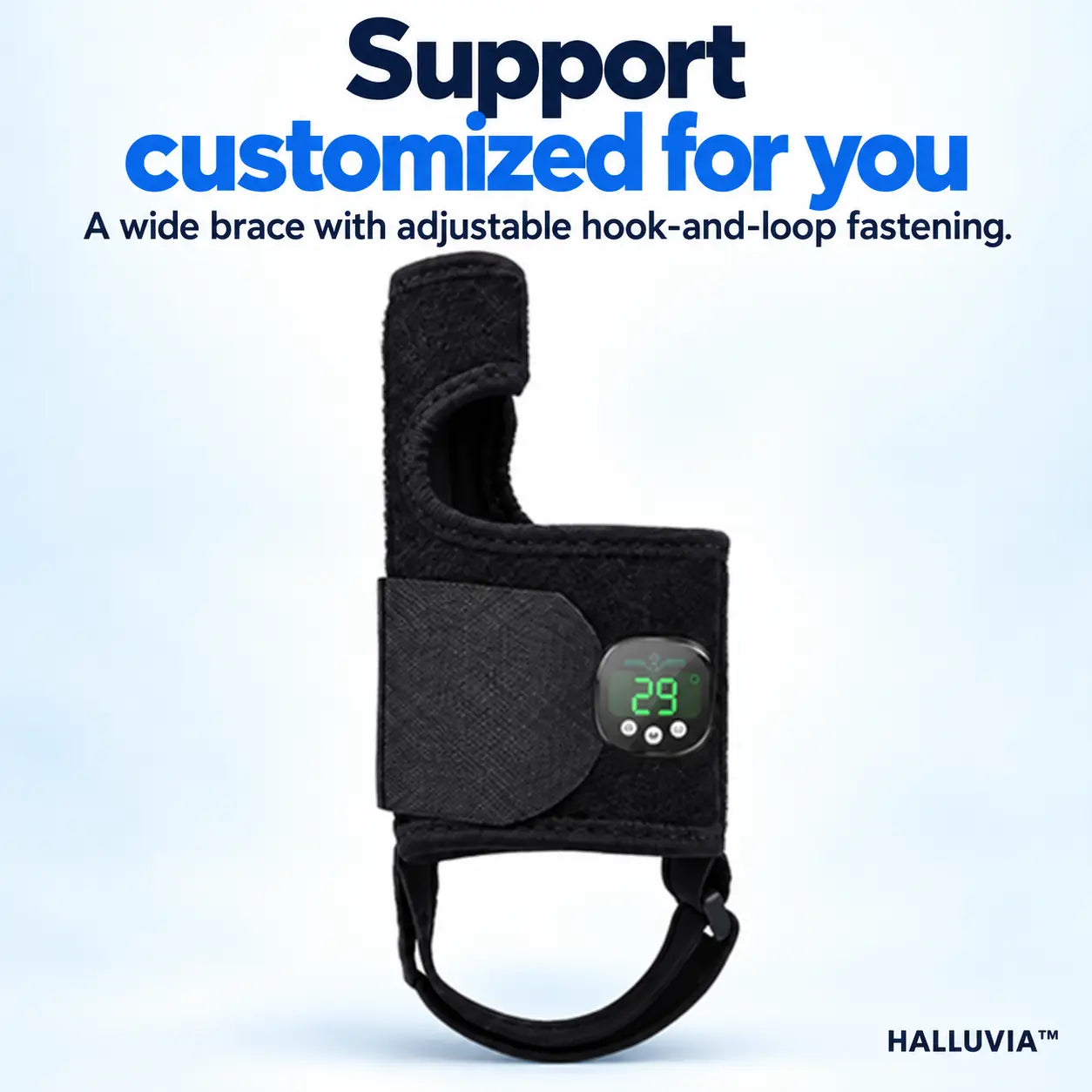 HALLUVIA – detail of the wide hook-and-loop fastening