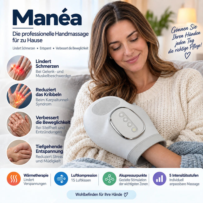 MANÉA™ – Beheiztes Handmassagegerät mit Kompression