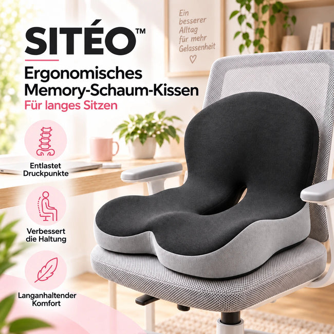 SITÉO™ – Ergonomisches Memory-Schaum-Kissen für langes Sitzen