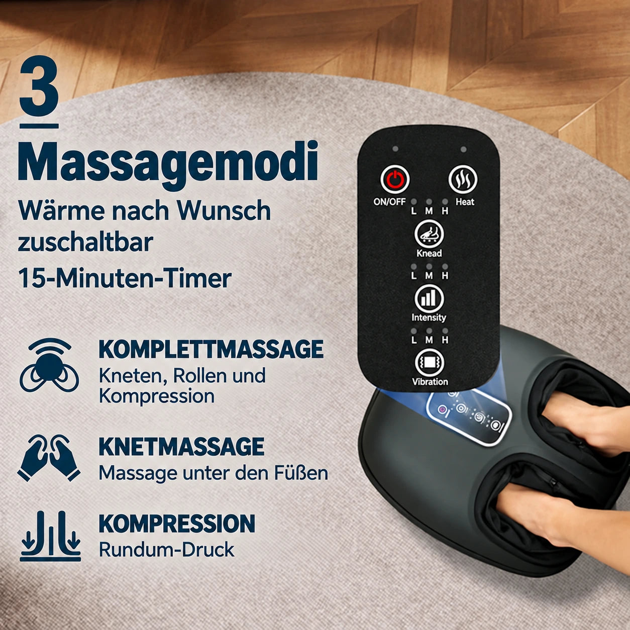 Drei wählbare Wärmemassage-Modi