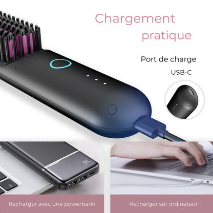 LISSÉA™ – Brosse Lissante & Bouclante Sans Fil ✨