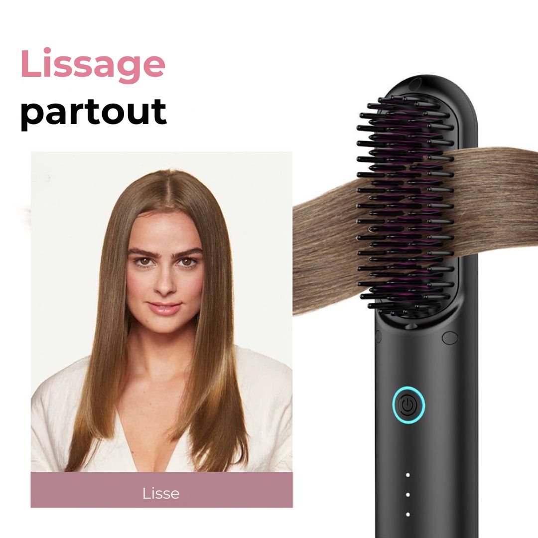 LISSÉA™ – Brosse Lissante & Bouclante Sans Fil ✨