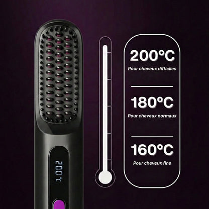LISSÉA™ – Brosse Lissante & Bouclante Sans Fil ✨