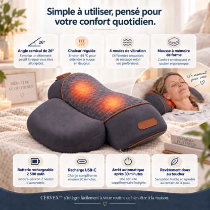 CERVEX™ – Masseur Cervical 3-en-1 Chaleur, Vibration & Étirement