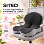 SITÉO™ – Coussin Ergonomique à Mémoire de Forme pour Assise Prolongée