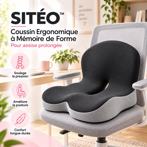 SITÉO™ – Coussin Ergonomique à Mémoire de Forme pour Assise Prolongée