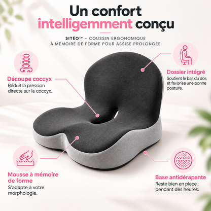 SITÉO™ – Coussin Ergonomique à Mémoire de Forme pour Assise Prolongée