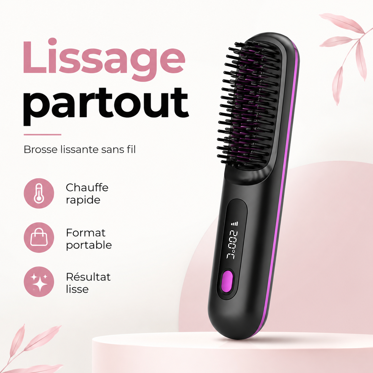 LISSÉA™ – Brosse Lissante & Bouclante Sans Fil ✨