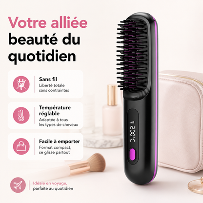 LISSÉA™ – Brosse Lissante & Bouclante Sans Fil ✨