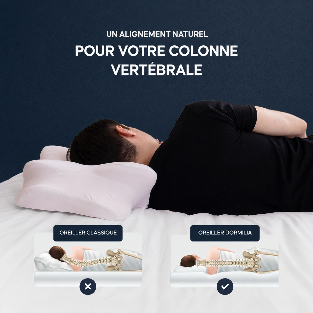 DORMILIA™ – Oreiller Ergonomique à Mémoire de Forme