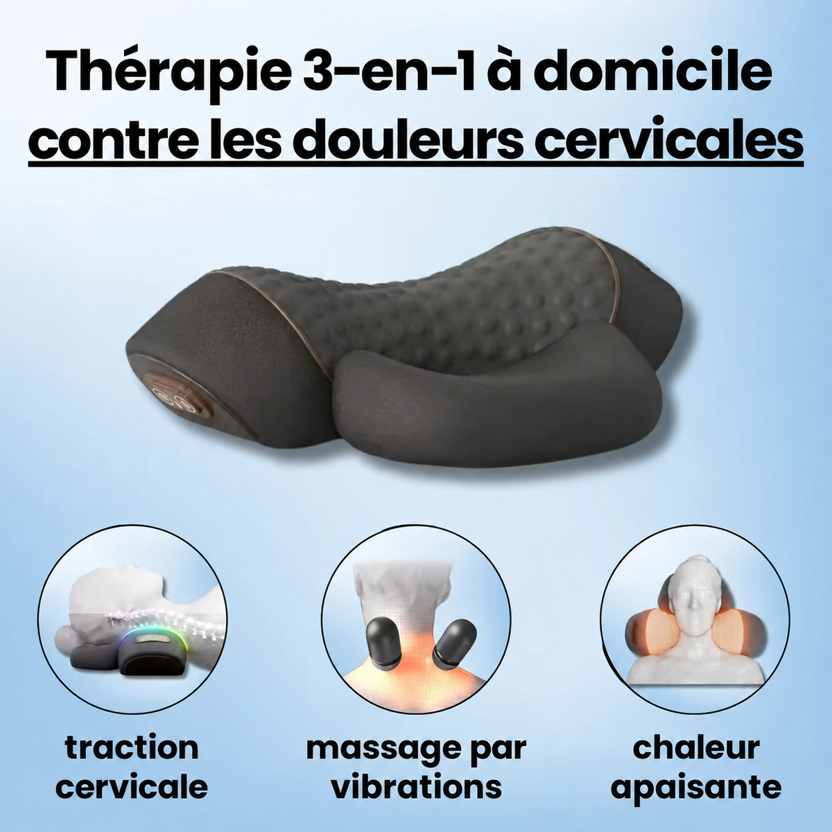 CERVEX™ – Masseur Cervical 3-en-1 Chaleur, Vibration & Étirement