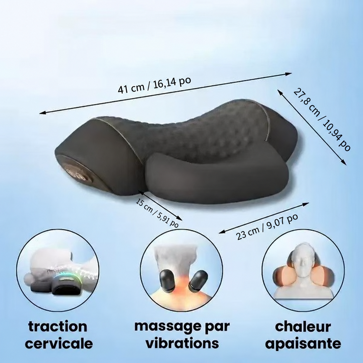 CERVEX™ – Masseur Cervical 3-en-1 Chaleur, Vibration & Étirement
