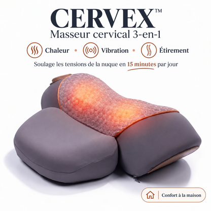 CERVEX™ – Masseur Cervical 3-en-1 Chaleur, Vibration & Étirement