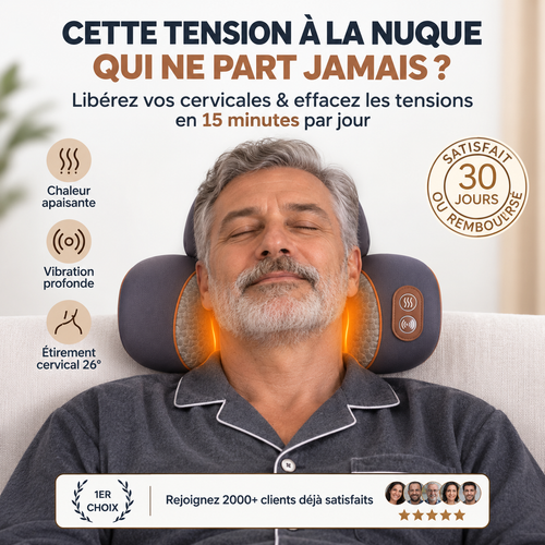 CERVEX™ – Masseur Cervical 3-en-1 Chaleur, Vibration & Étirement