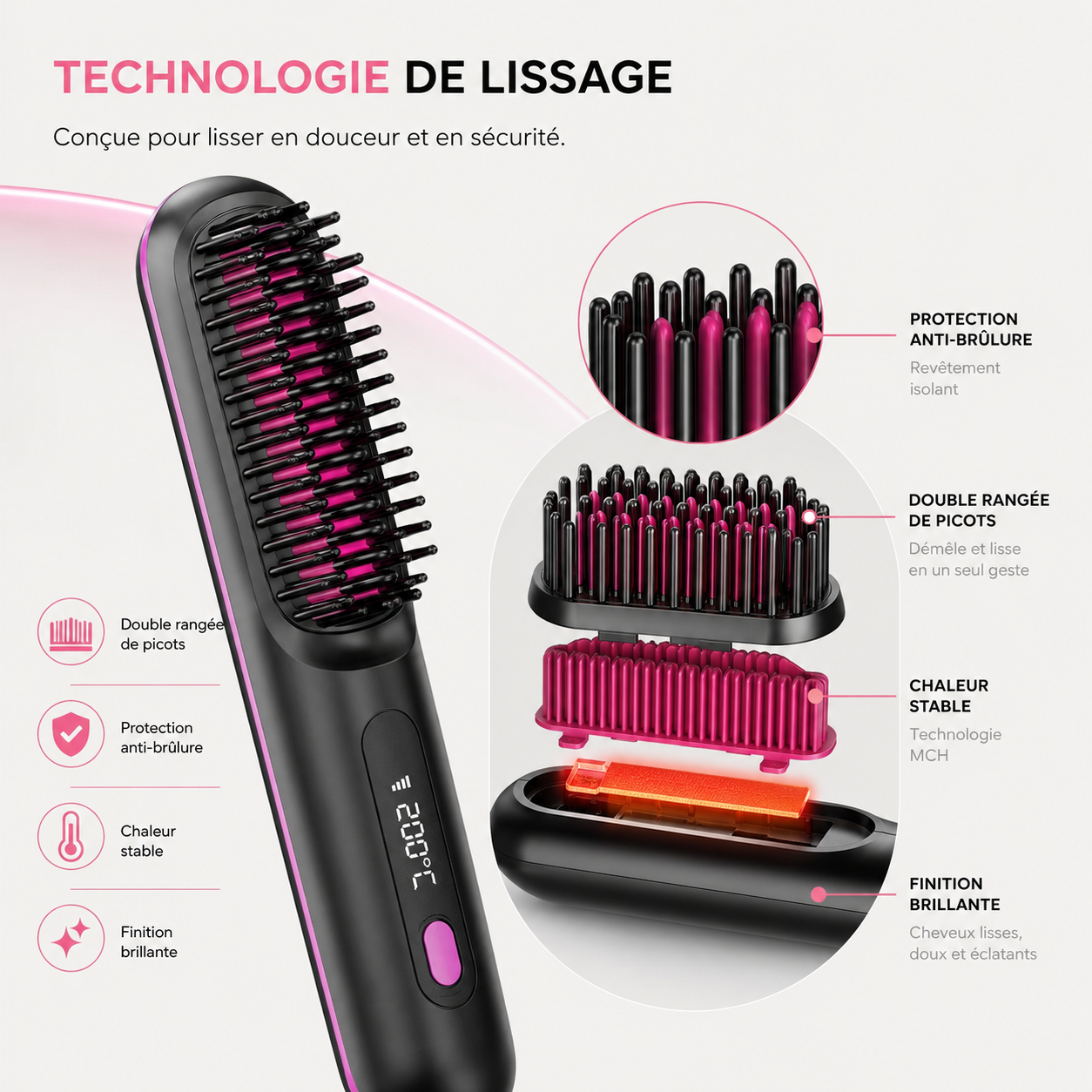 LISSÉA™ – Brosse Lissante & Bouclante Sans Fil ✨