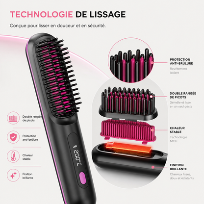 LISSÉA™ – Brosse Lissante & Bouclante Sans Fil ✨