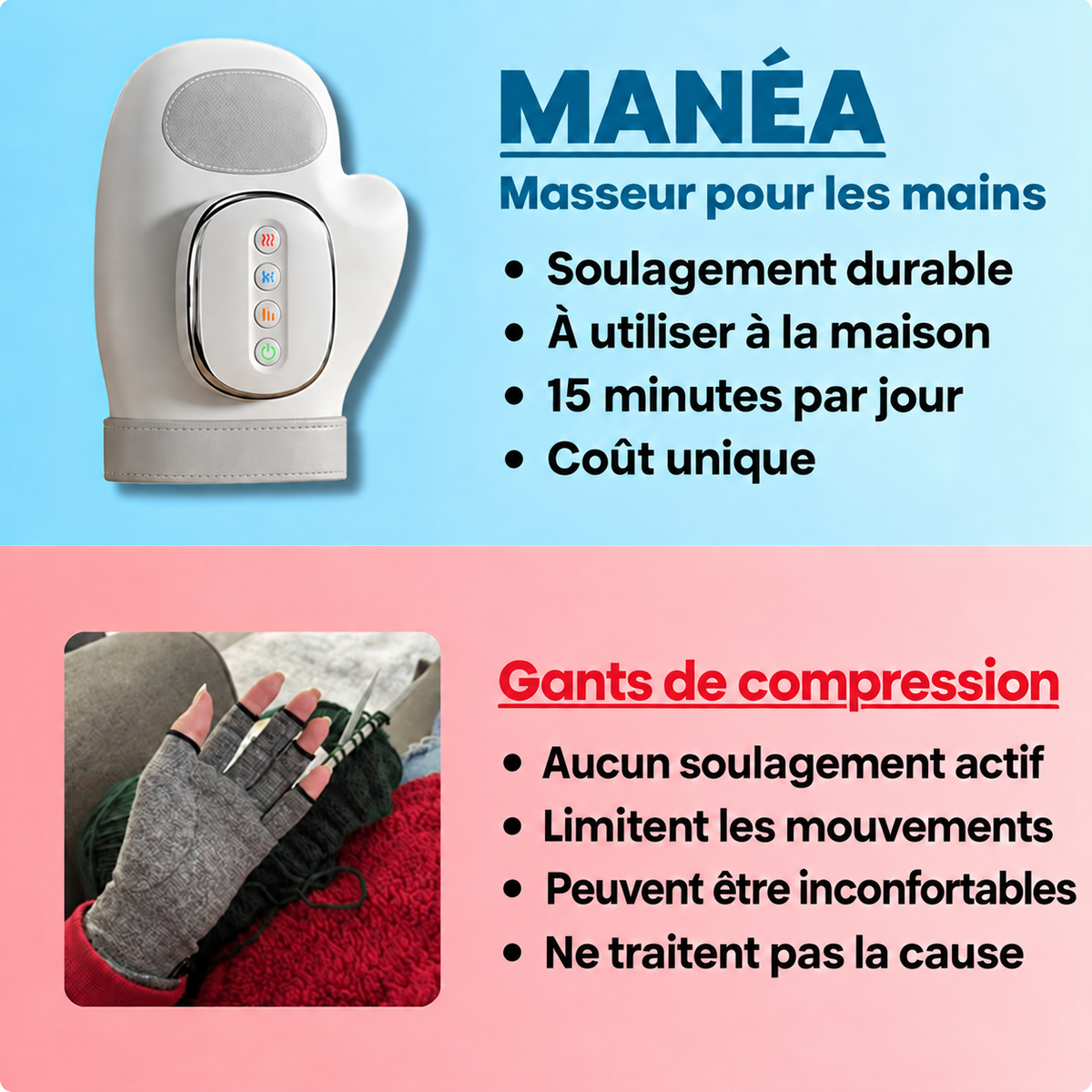 MANÉA™ – Masseur de Mains Chauffant à Compression