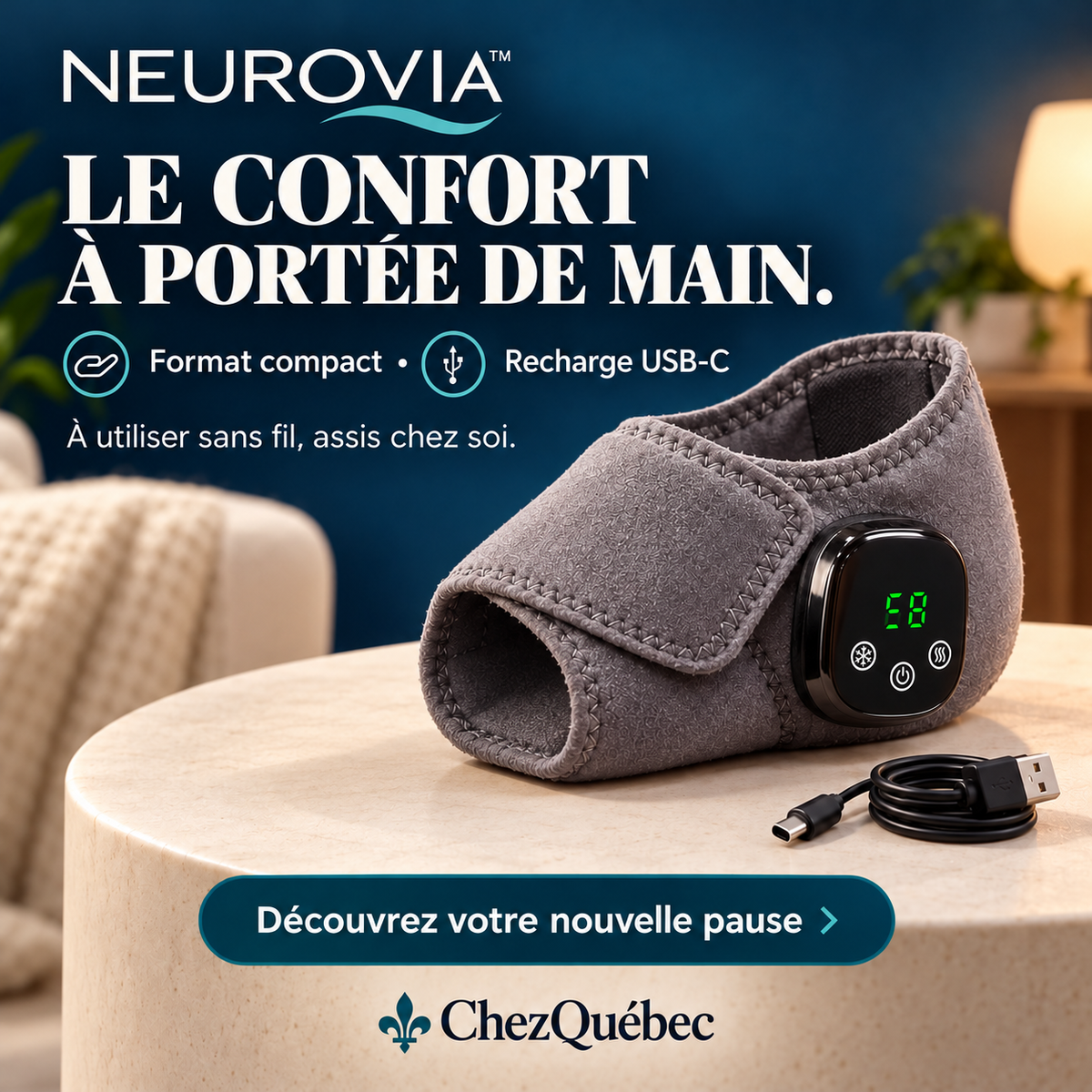 NEUROVIA™ – Masseur Chauffant pour Pieds Fatigués