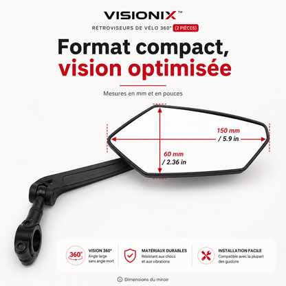 VISIONIX™ – Rétroviseurs de Vélo 360° (2 Pièces)