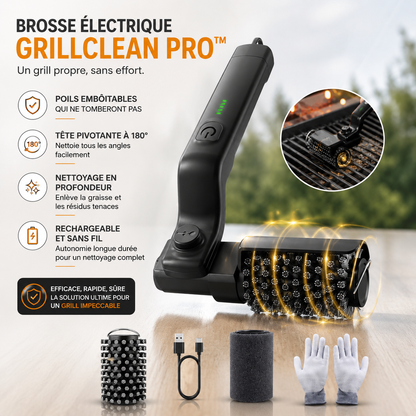 GRILLCLEAN PRO™ – Brosse Electrique Nettoyante Puissante pour Barbecue