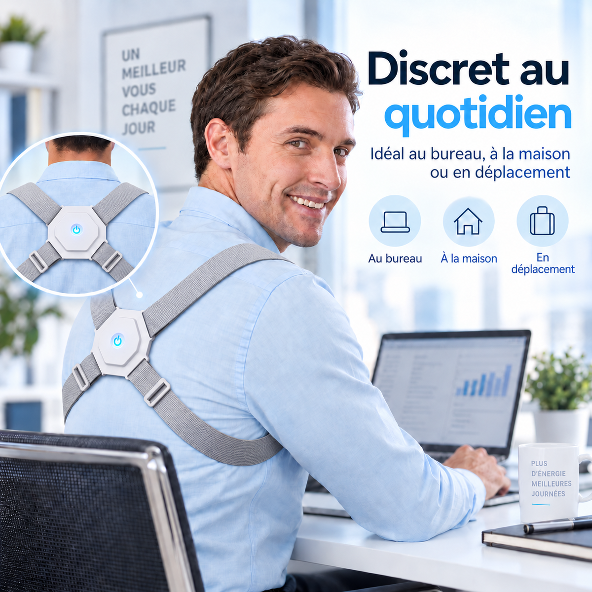 POSTÉO™ – Correcteur de Posture Intelligent à Rappel Vibrant
