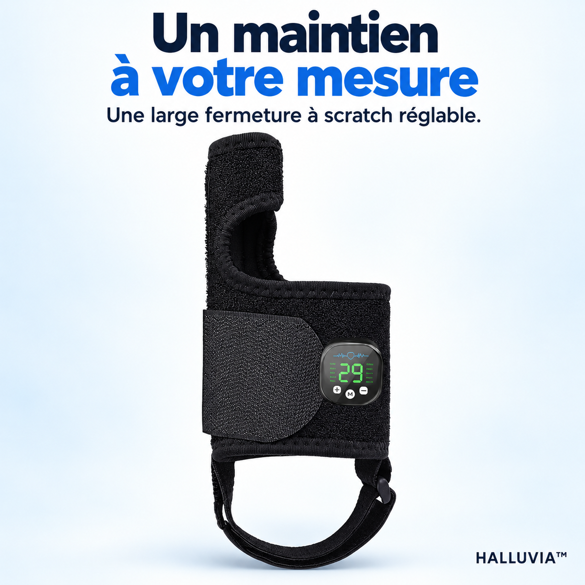 HALLUVIA – détail de la large fermeture à scratch