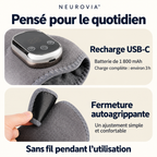 NEUROVIA™ — recharge USB-C, batterie de 1 800 mAh et fermeture autoagrippante