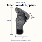 NEUROVIA™ — dimensions approximatives : 14,76 × 3,54 × 1,18 pouces