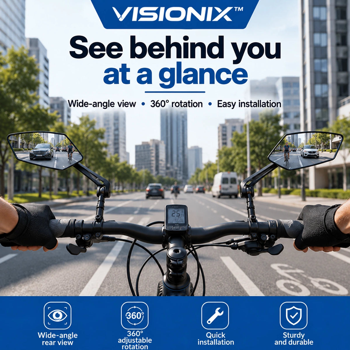 VISIONIX™ – 360° Bicycle Mirrors (2 Pieces)
