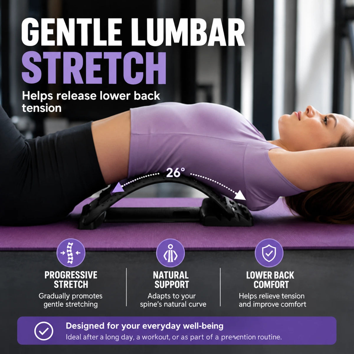 LUMBÉA™ – 3-in-1 Lumbar Stretching & Acupressure Stretcher
