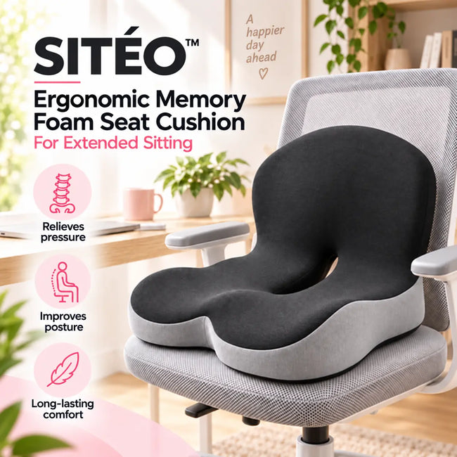 SITÉO™ – Ergonomic Memory Foam Cushion for Prolonged Sitting
