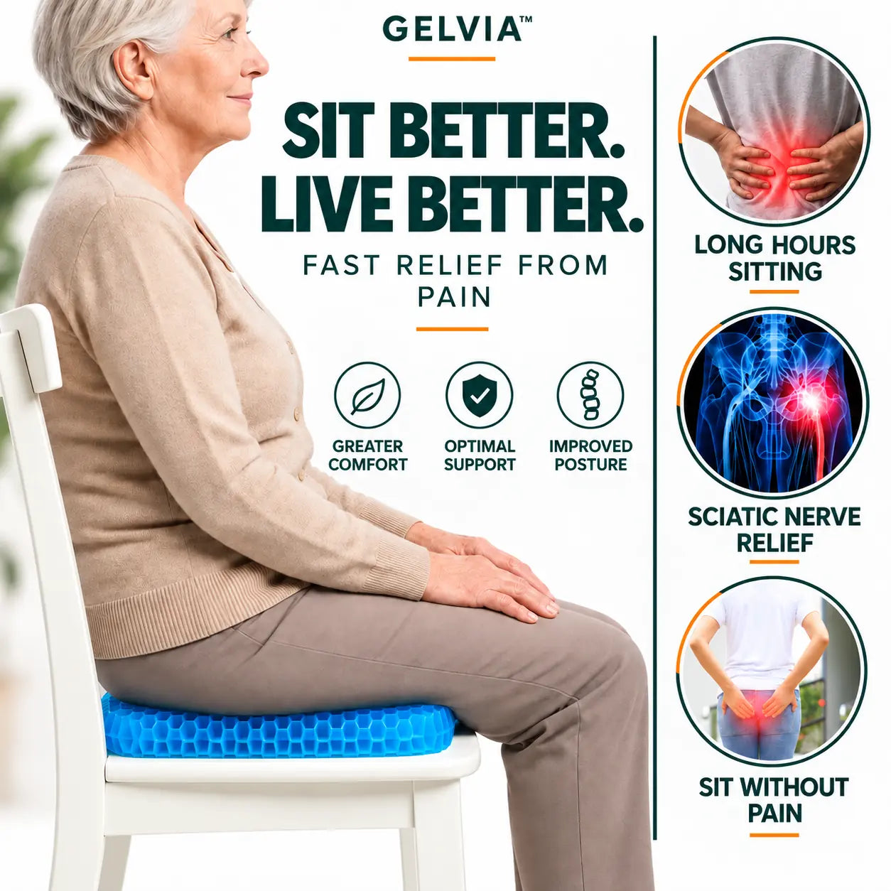 GELVIA comfort for the tailbone and lower back