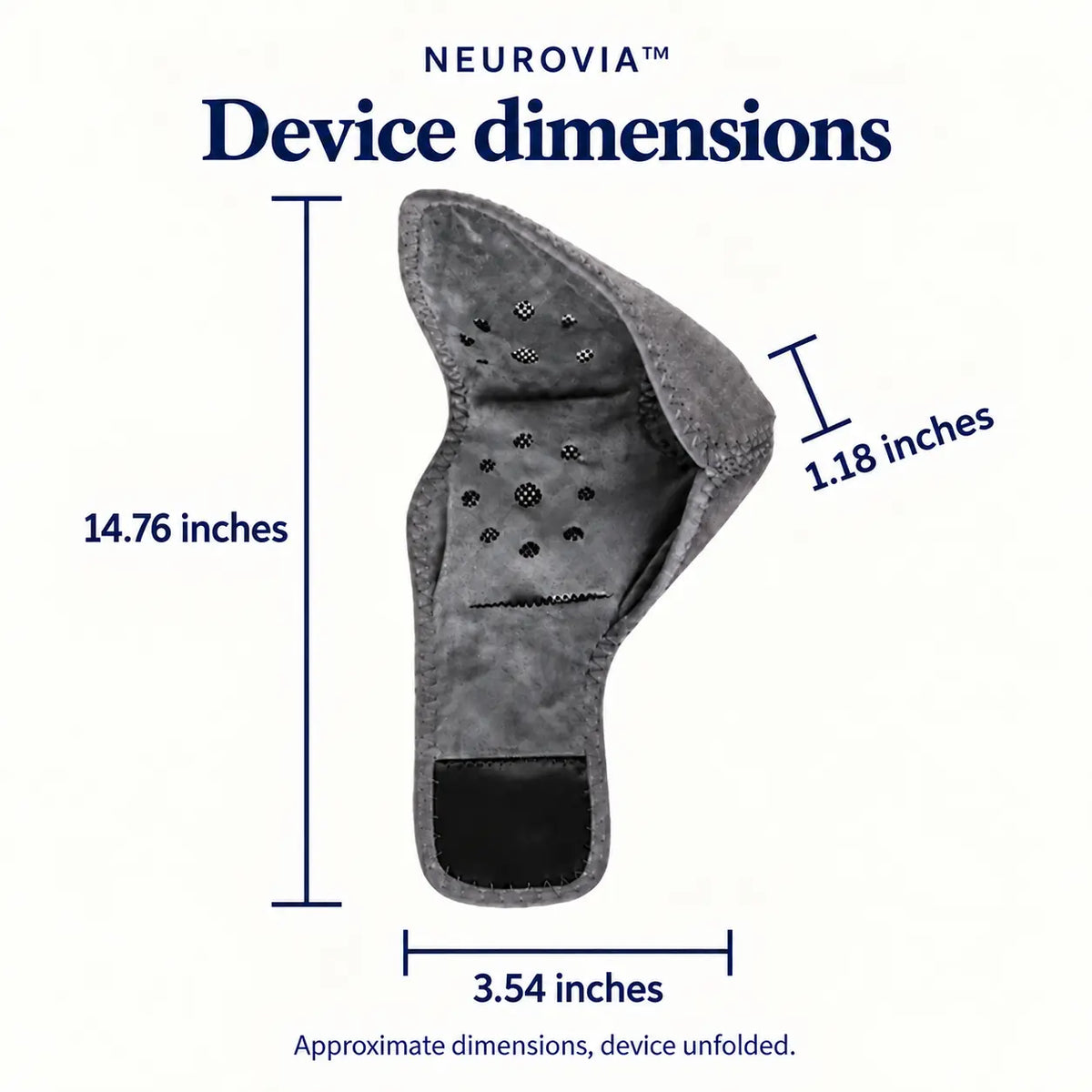 NEUROVIA™ — approximate dimensions: 14.76 × 3.54 × 1.18 inches