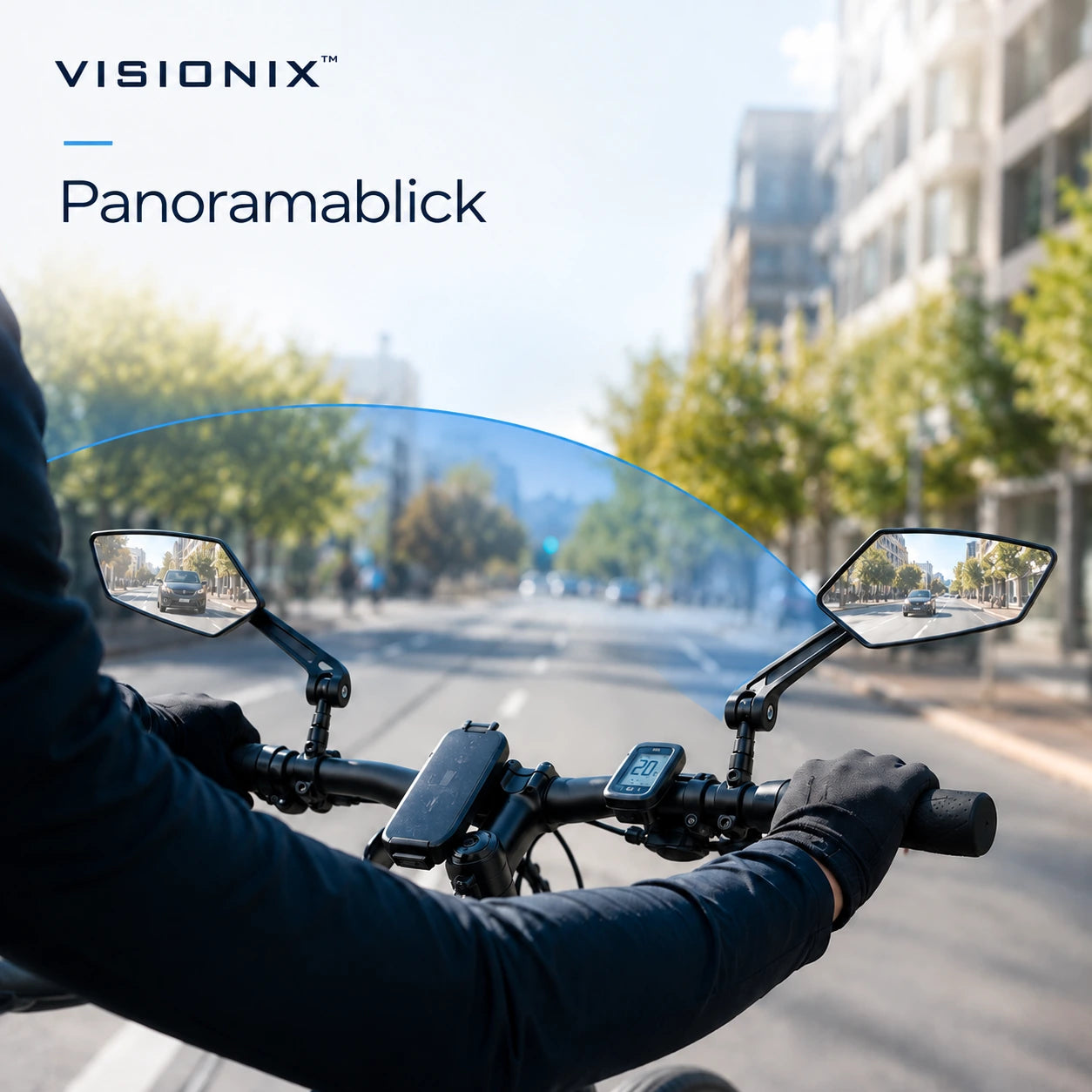Weitwinkelsicht mit den VISIONIX Fahrradspiegeln