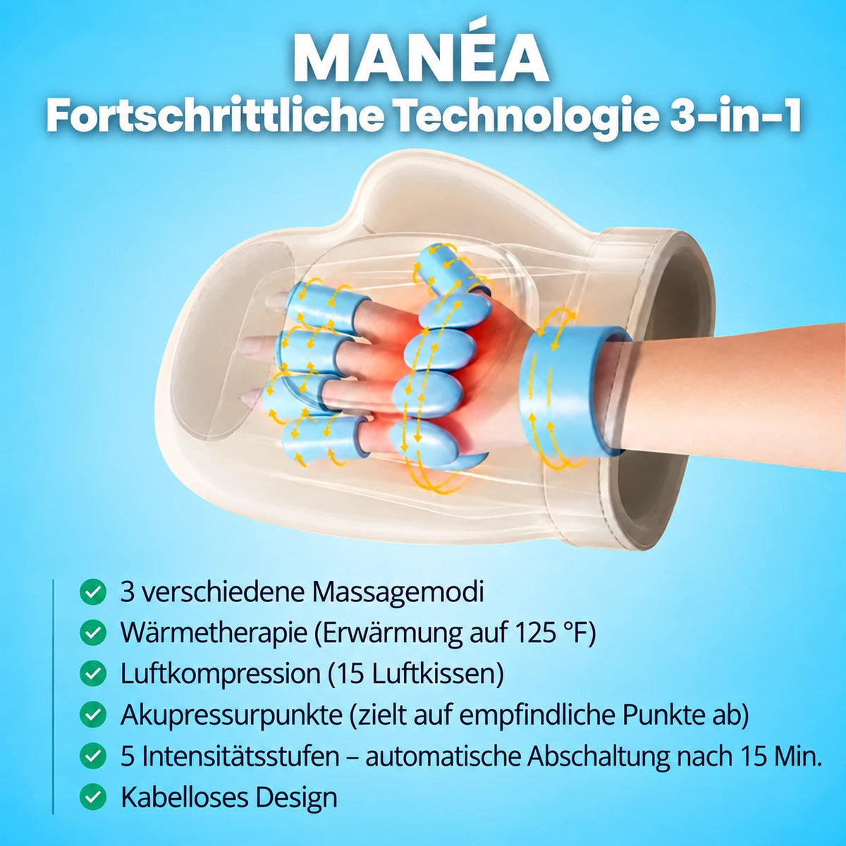 MANÉA™ – Beheiztes Handmassagegerät mit Kompression