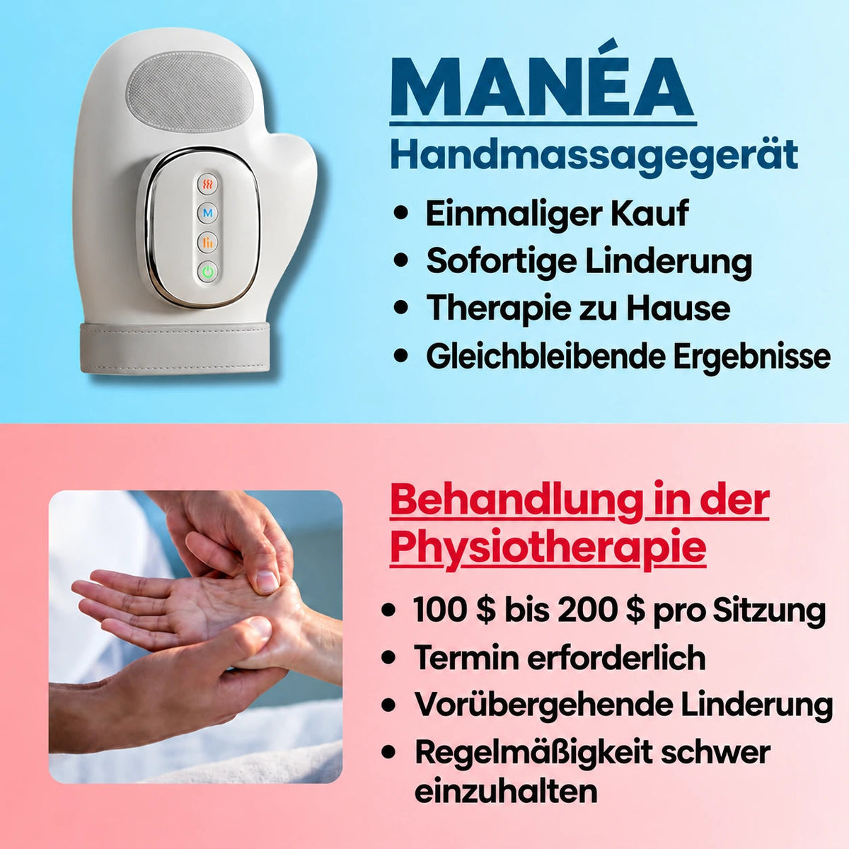 MANÉA™ – Beheiztes Handmassagegerät mit Kompression