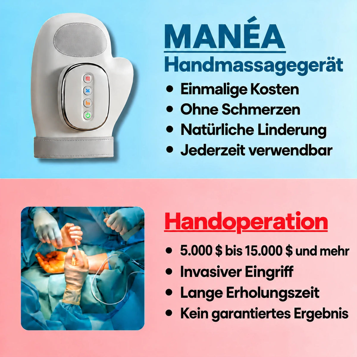 MANÉA™ – Beheiztes Handmassagegerät mit Kompression