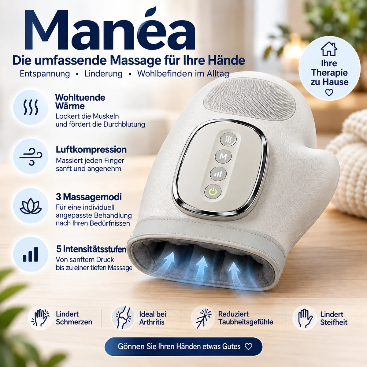 MANÉA™ – Beheiztes Handmassagegerät mit Kompression