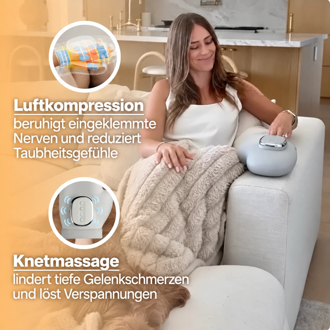 Nutzung von MANÉA, bequem auf einem Sofa sitzend