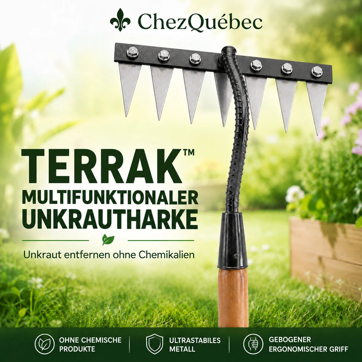 TERRAK™ – Multifunktionale Unkraut-Harke 🌱