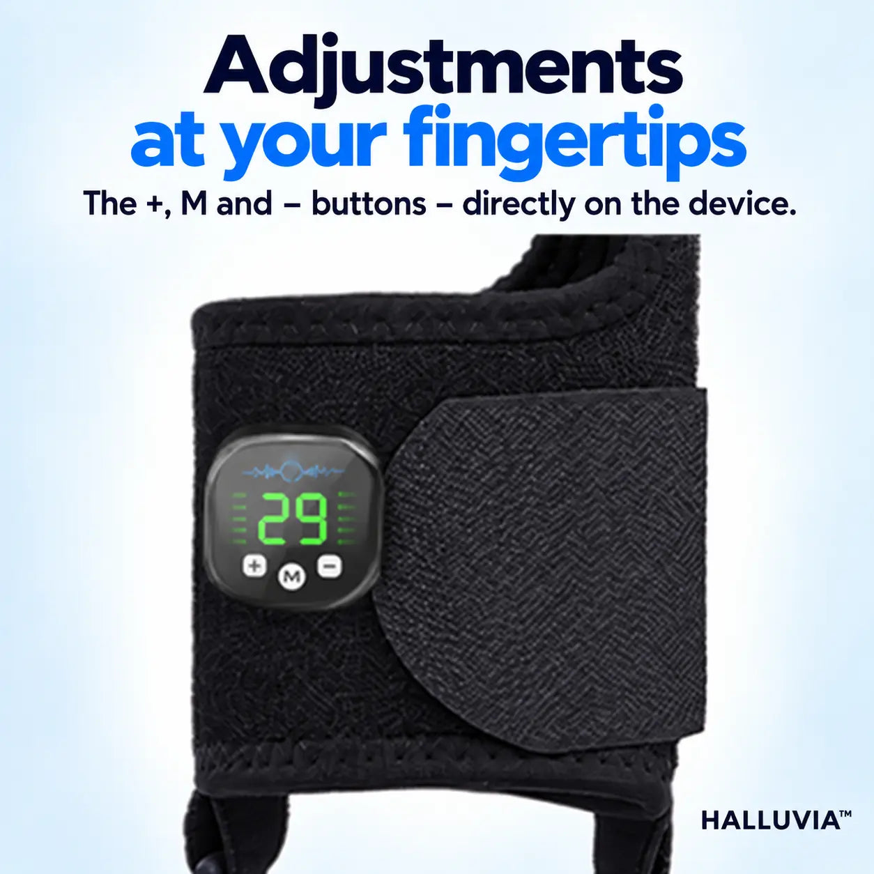 HALLUVIA – close-up of the housing and adjustment buttons