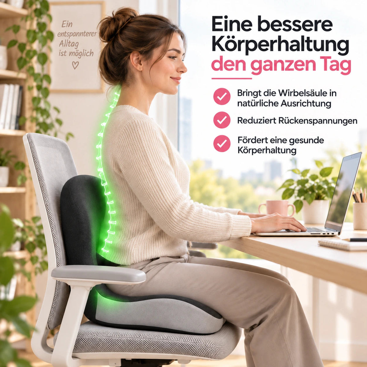 SITÉO™ – Ergonomisches Memory-Schaum-Kissen für langes Sitzen