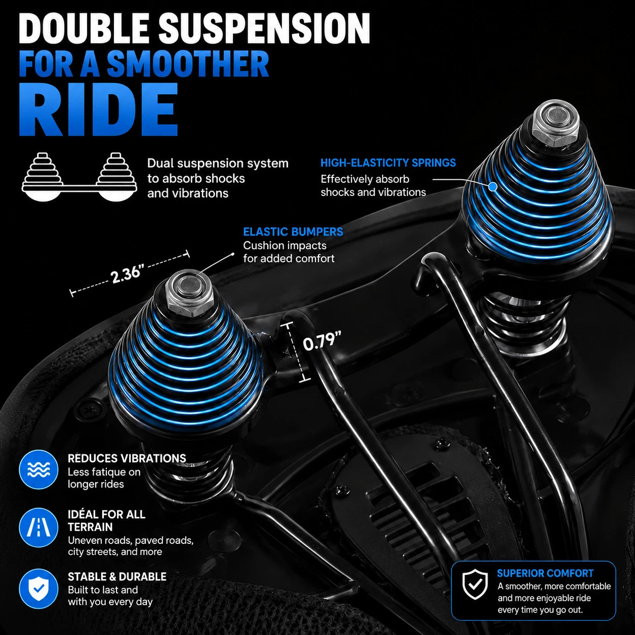 SÉRÉNIS saddle with dual shock absorption